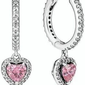 Pandora 291445C01 Sparkling Halo Heart Hoop Earrings